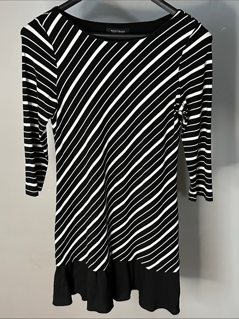 White House Black Market Black and White Diagonal Stripe Dress
